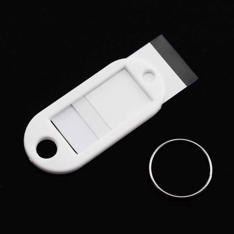 Lind Kitchen 40pcs White Key Ring Label Tags Plastic Keys Holder and Identifier Name Number Address Information Label Card for Keys ID 5x2.2cm - Image 3